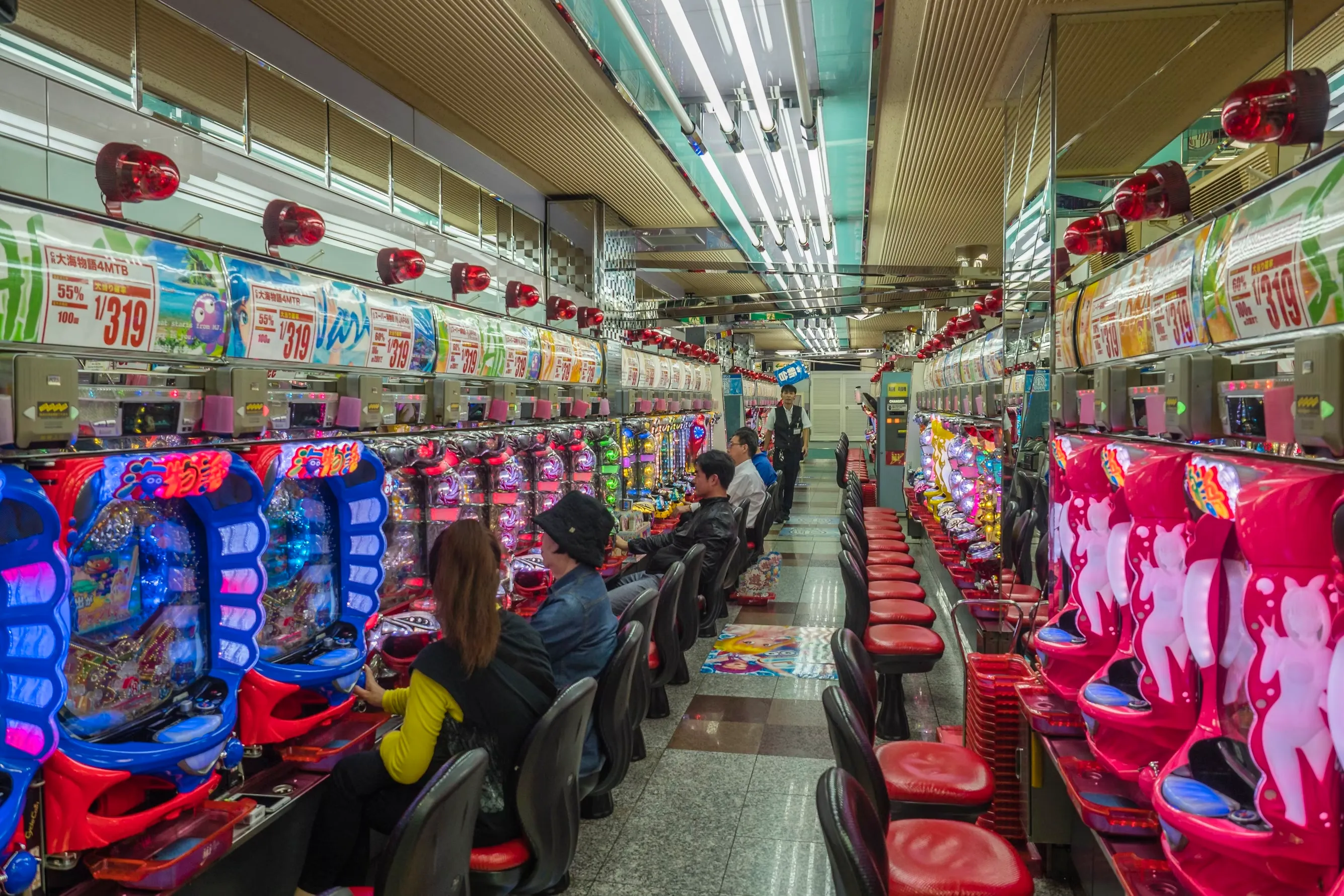 Pachinko hall in leisure district