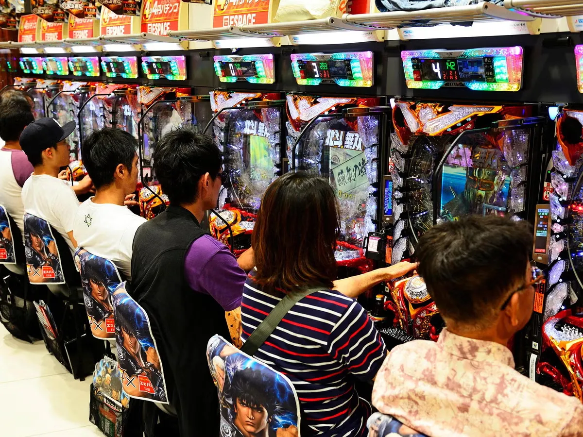 Busy entertainment area pachinko hall